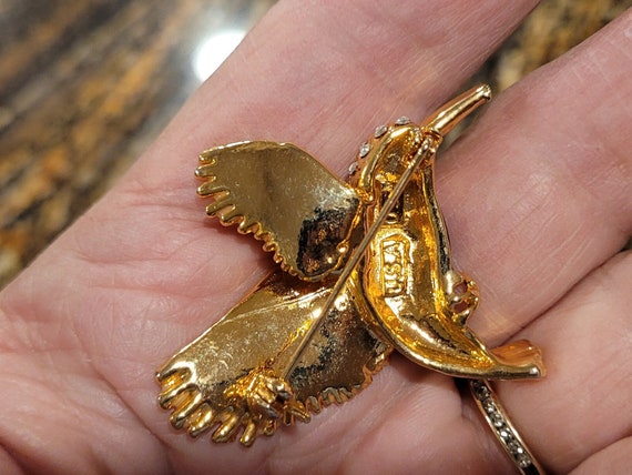 Rare vintage enamel and rhinestone hummingbird pi… - image 4