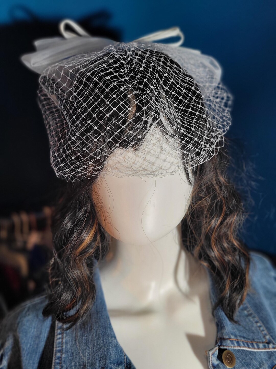 Vintage White Fascinator Hat: Organdy Bows, Birdcage Veil - Etsy