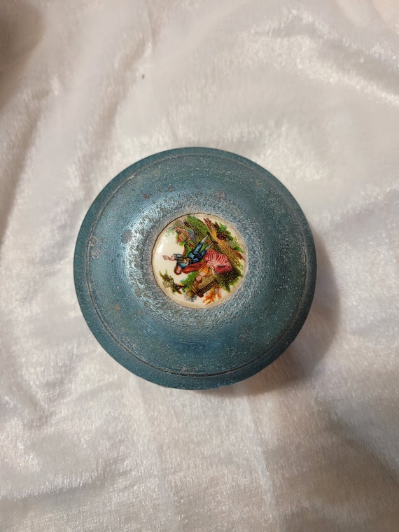 Decorative antique musical sage green-teal metal powd… - Gem