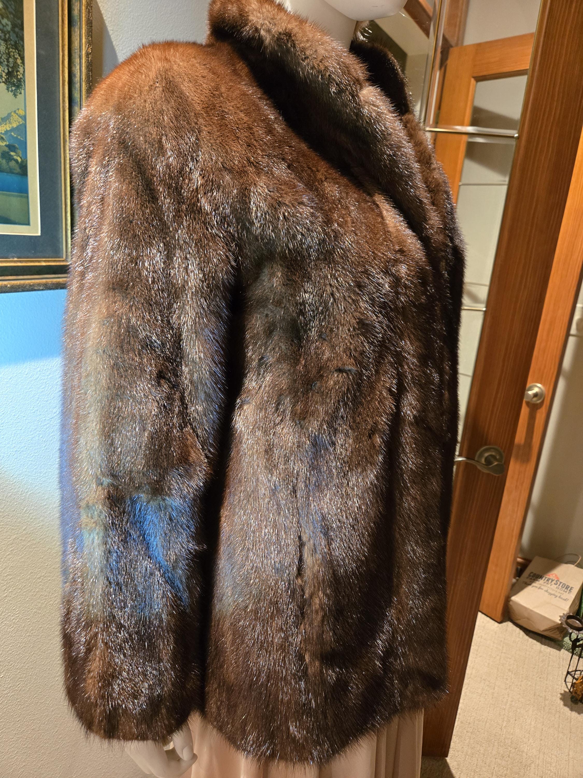 ヴィンテージ ダークブラウン ランチミンクファー ストローラーコート