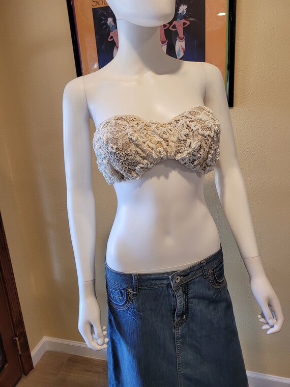 Gorgeous Lace Strapless Bralette Crop Top Perfect for Festival or Party or  to Wear Beneath a Jacket or Kimono 