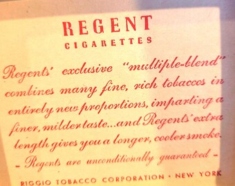 regent virginia cigarettes 1940's Vintage Empty Cigarette Box, Regent Cigarettes, King Size, With Blue  Tax Stamp