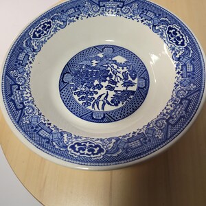Vintage Blue Willow Dinnerware - round serving bowl - marked USA