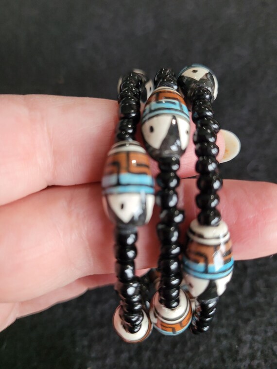 Stackable beaded wrap bracelet, Native American s… - image 1