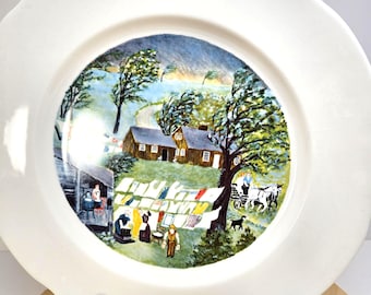 Plato coleccionable vintage de la abuela Moisés, edición limitada, Syracuse China