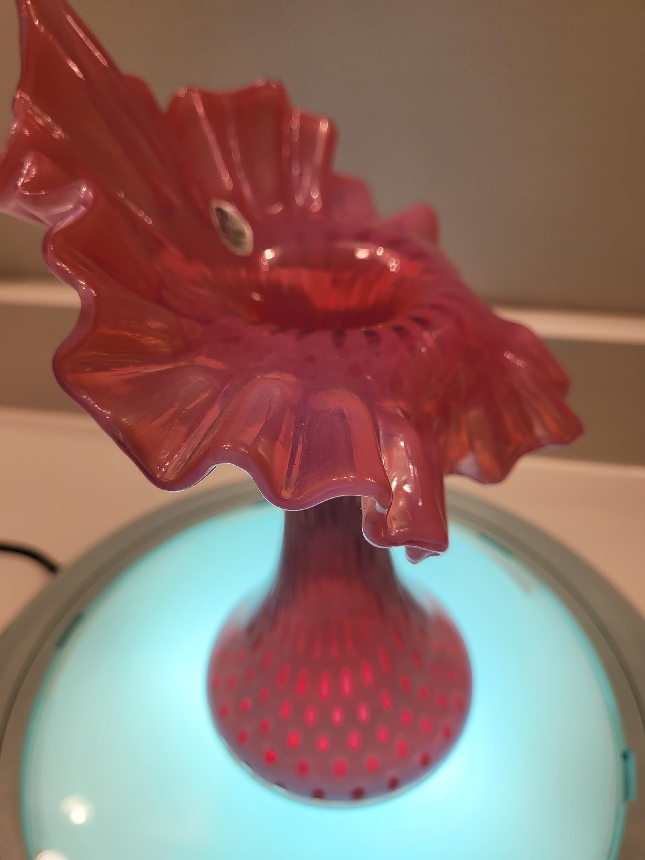 フェントン アート グラス クランベリー コイン ドット ジャック イン