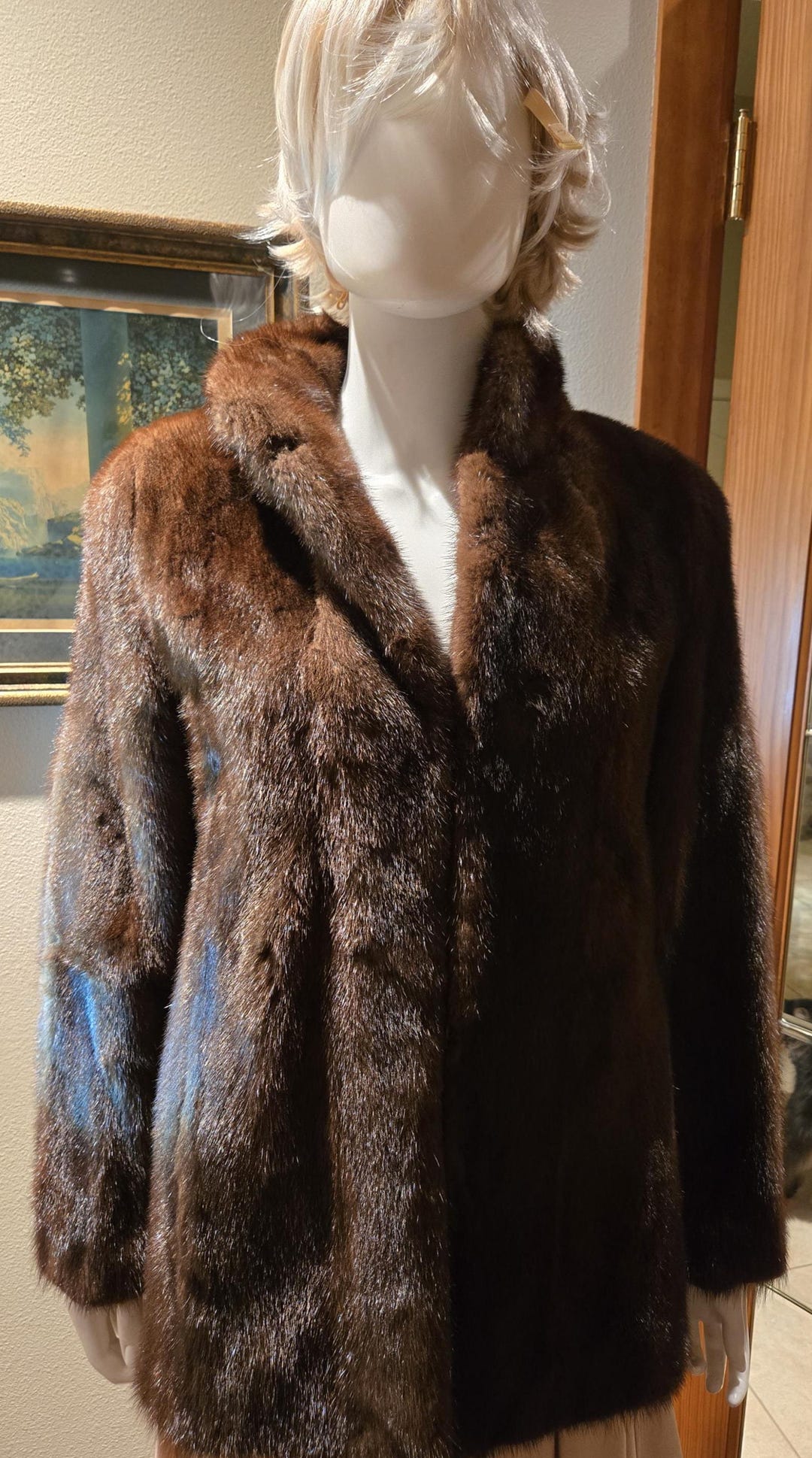 ダークブラウン ランチミンクコート ヴィンテージ ダークブラウン ランチミンクファー ストローラーコート