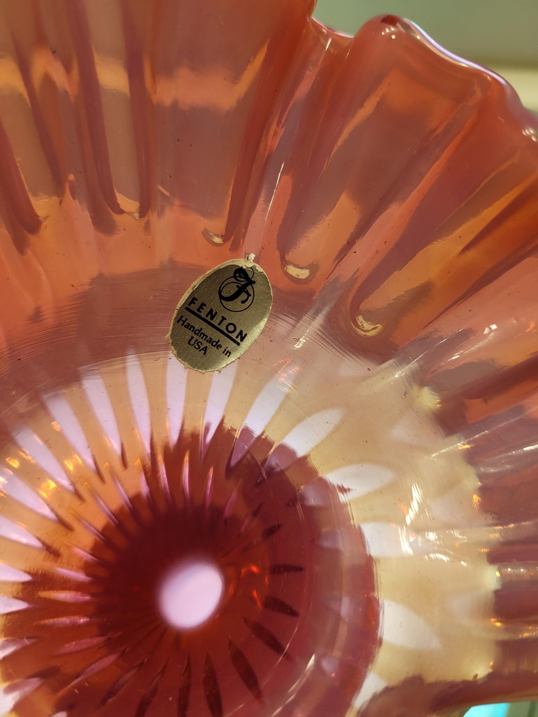 フェントン アート グラス クランベリー コイン ドット ジャック イン