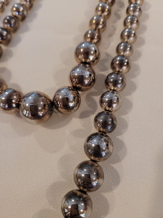 Two silver-colored beaded necklaces - image 4