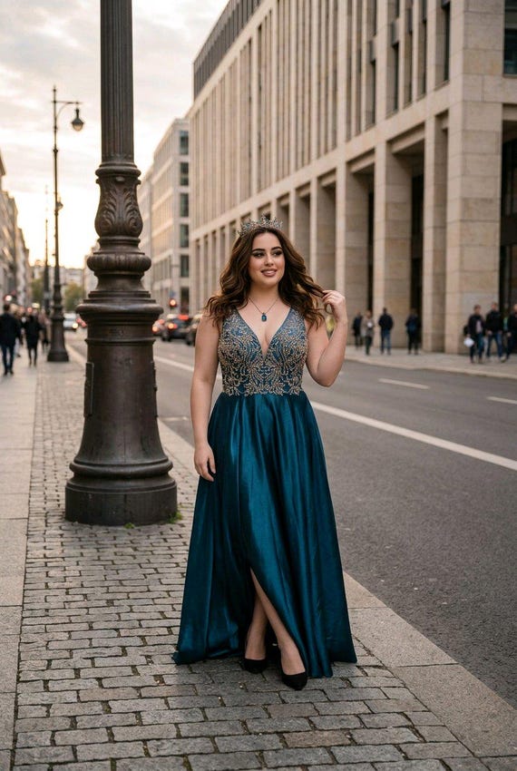 green emerald velvet dress Ladivine CD2420 Elegant Embellished Formal Fitted Gown Light Blue / 4 main image 0