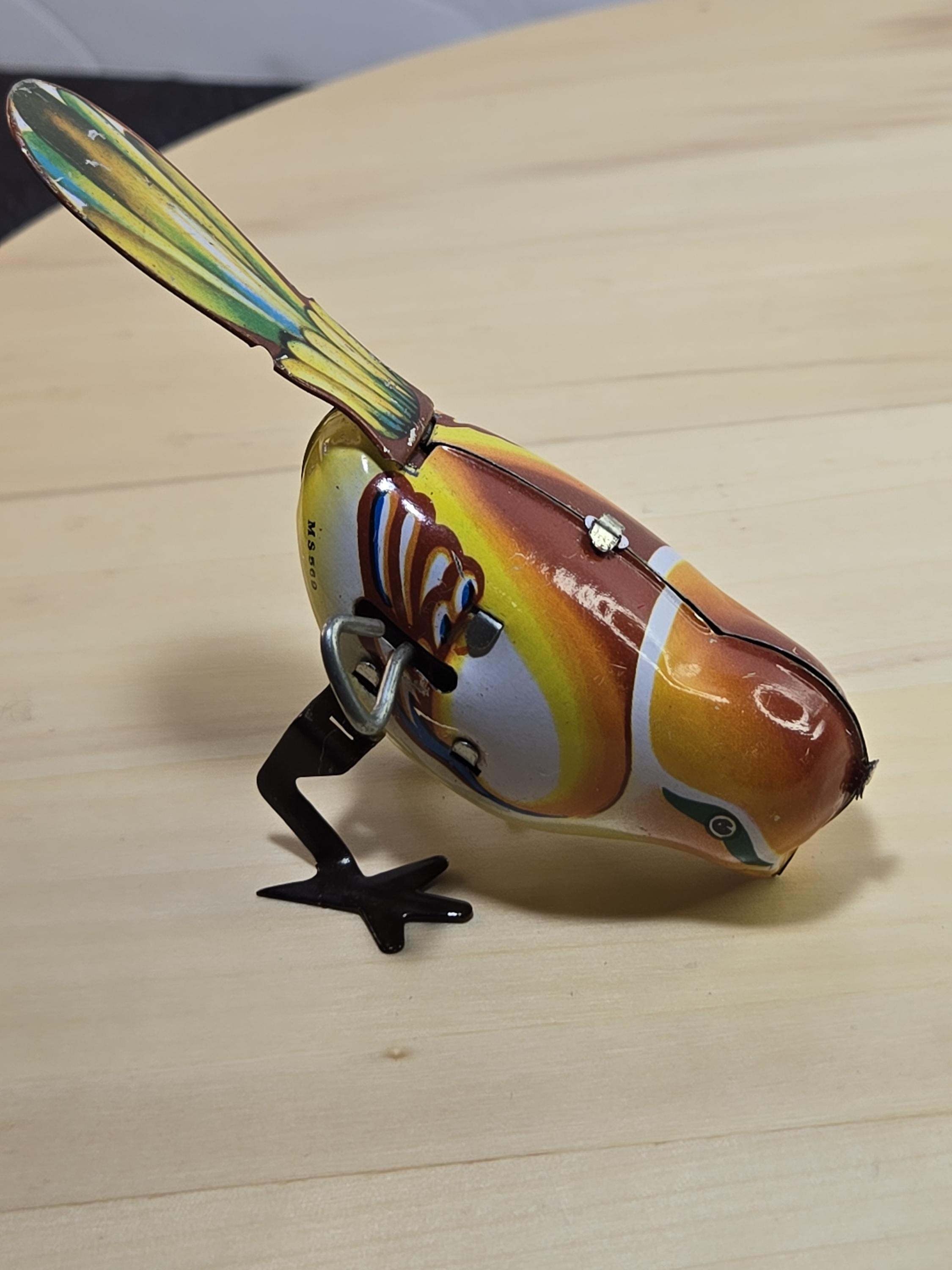 ヴィンテージ　bird 置物 Vintage Mechanical Wind-up Tin Toy Birds Oriole MS256 - Etsy Denmark