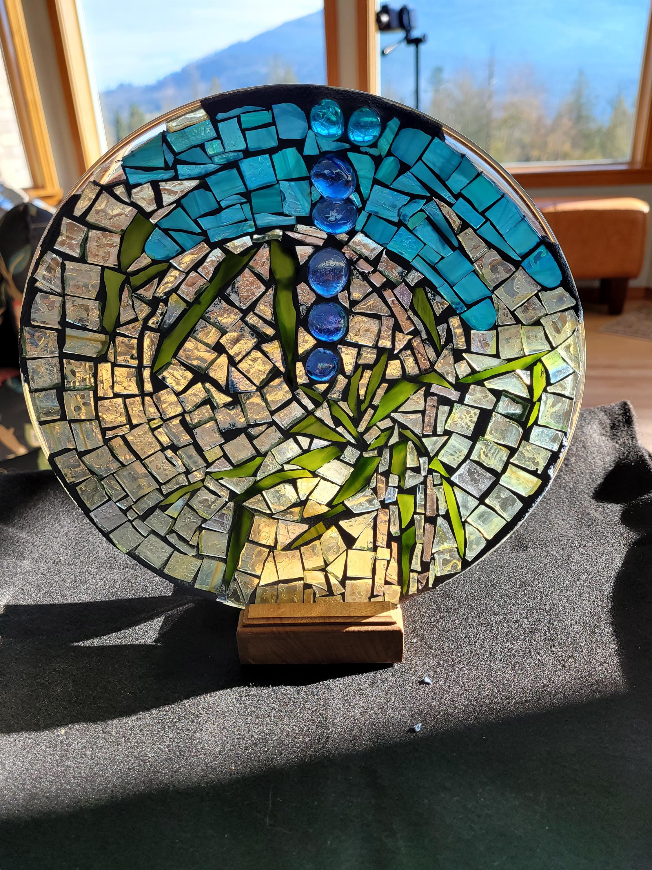 希少 モザイク トンボ ステンドグラス 長方形装飾トレイ 希少 モザイク