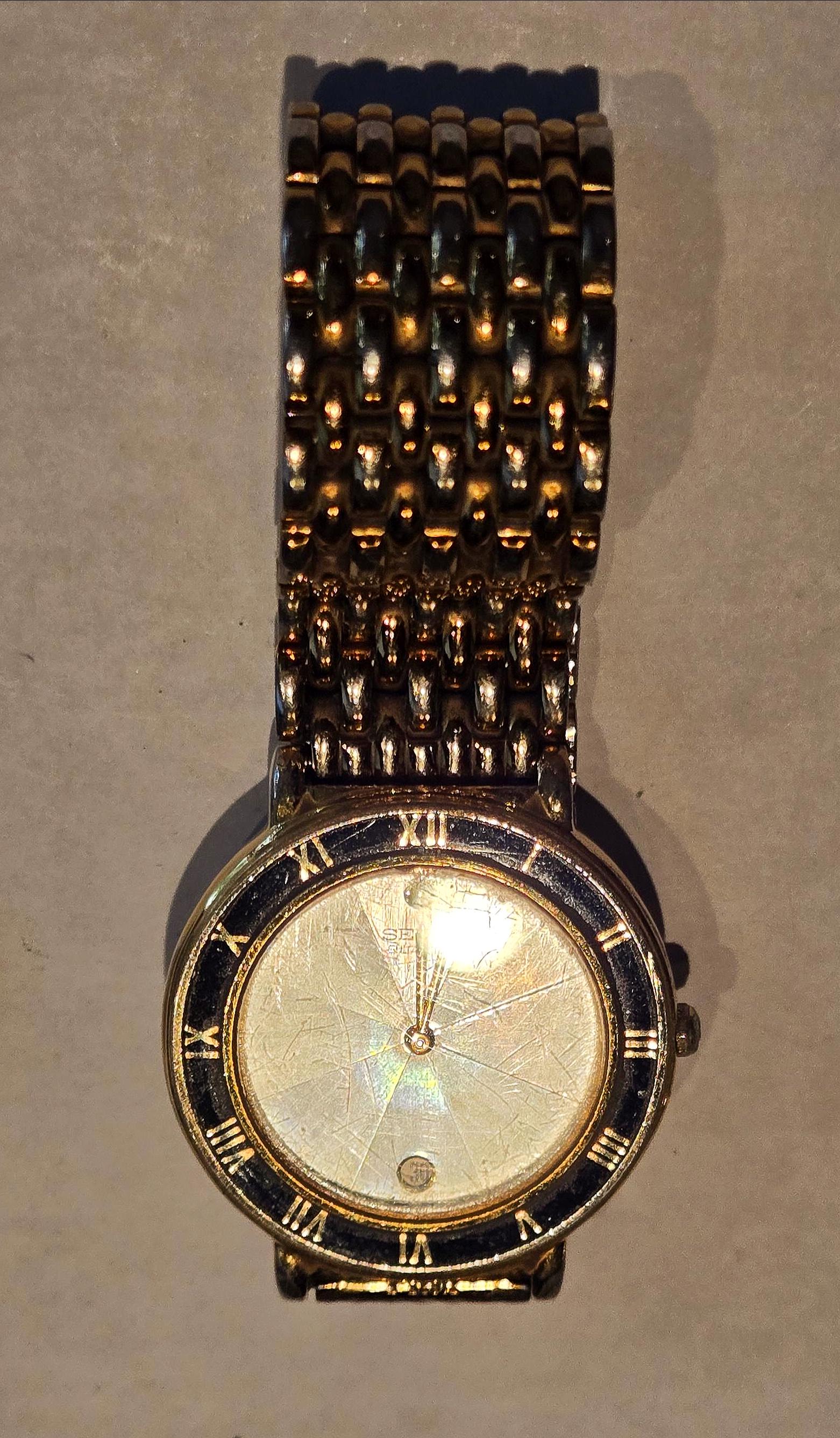 Rare 1991 Vintage Gold Mother-of-pearl Black Roman Numerals, Seiko