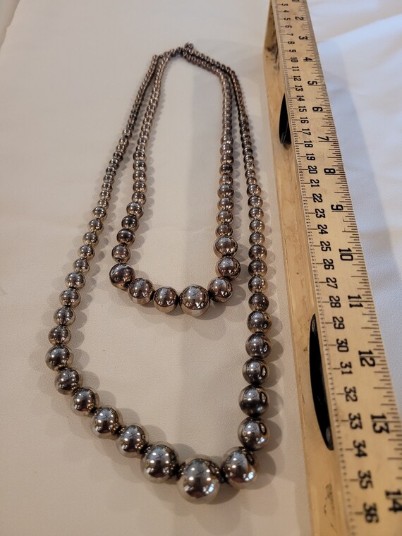 Two silver-colored beaded necklaces - image 2