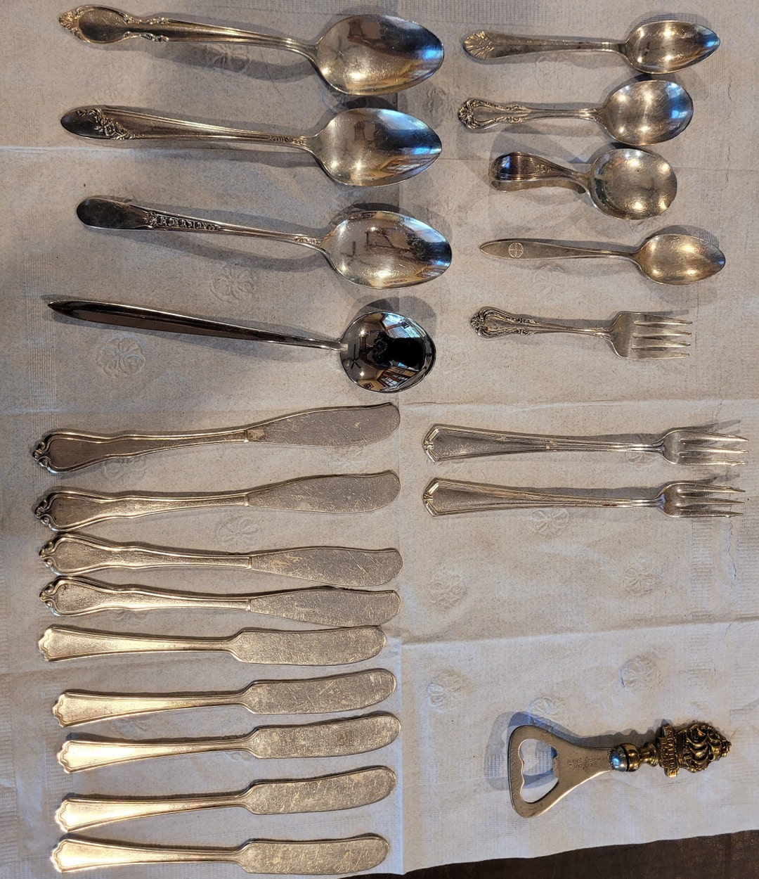 Lot of Vintage Silver Flatware of Various Types, as Described and