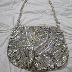 Sequins and satin, glamorous vintage evening bag with matching coin purse by Accessorize