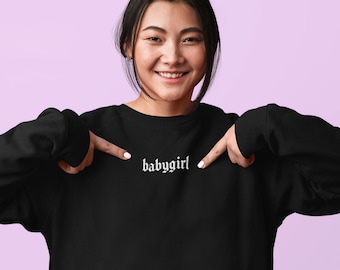 Babygirl Sweatshirt in Black (Embroidered)
