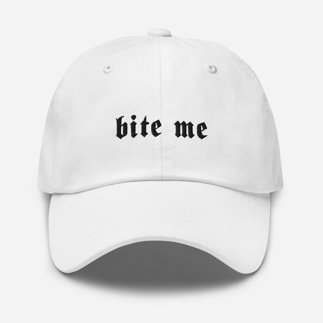 Bite Me Baseball Cap in White (embroidered) - Etsy