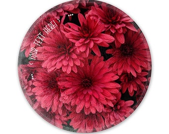 Pink Dahlia Personalized Glass Cutting Board - Available in 3 Sizes