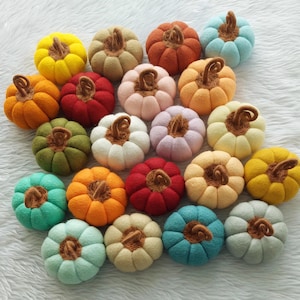 Felt Pumpkin Set, Autumnal Table Decor, Halloween Ornaments, Handmade