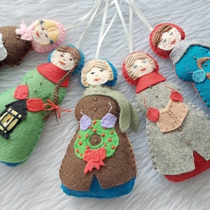 Kleine Frauen Filz Ornament: Handgemachte Puppen Dekoration