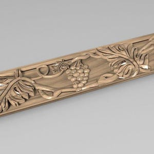 Carved Wood Molding with Grapevine Design – Natural Wood Trim for Classic Interiors 40 inches, Home Wall Embellishments, Wood onlays