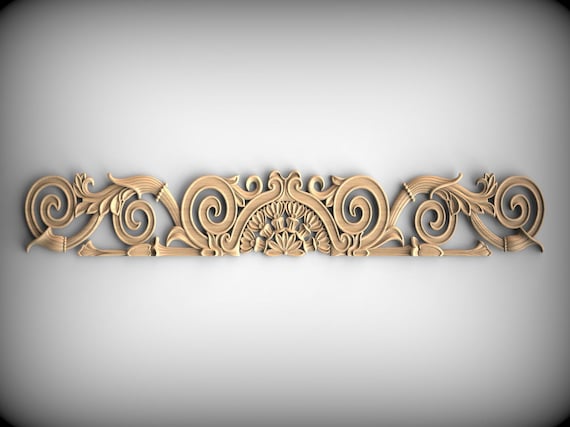 Victorian Wood Onlay, Floral Scrollwork (Decorative Trim Accent)