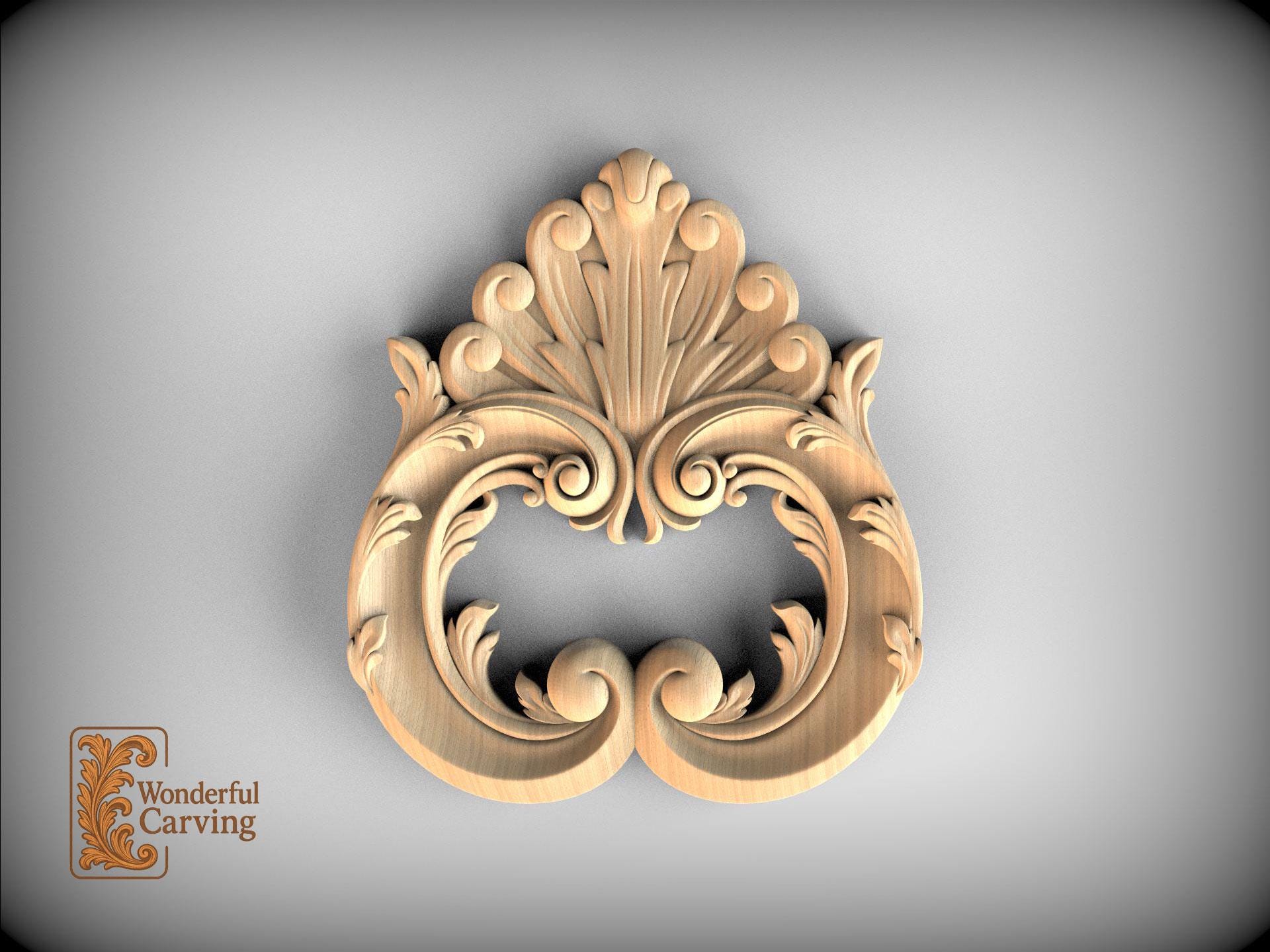 Bella Rosa Appliques Flexible Acanthus Leaf Scroll Furniture Applique - Architectural Trim Molding (Ivory/White)