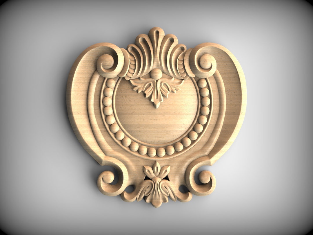 Baroque Splendor Acanthus & Beadwork Wooden Carved Onlay, Unpainted