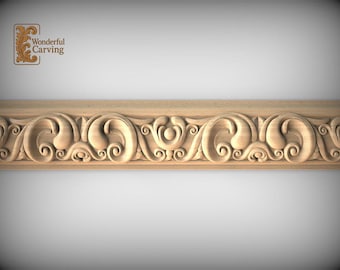 Wood Wall Trim: Baroque Scroll and Leaf Carving - Ornate Design
