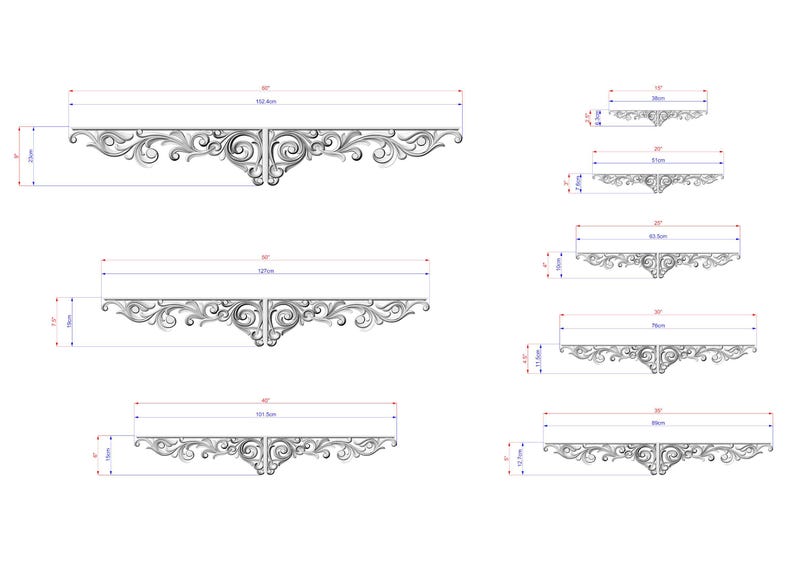 Baroque Scroll Wood Carving, Ornate Decorative Strip (Indoor Use) image 2