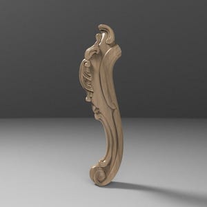 Gamba per mobili in legno intagliato decorato | Gamba di ricambio decorativa in stile barocco Cabriolet con foglie d&#39;acanto. 25 centimetri. 1 ps