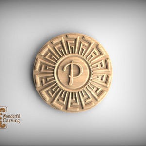 Greek Key Wood Rosette: Medusa Carved Decorative Trim