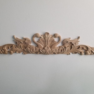 Wood Swan Onlay - Floral Carved Design for Furniture or Wall