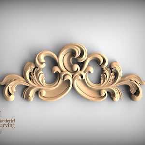 Wood Applique Trim: Elegant Scroll and Leaf Design - Indoor Accent