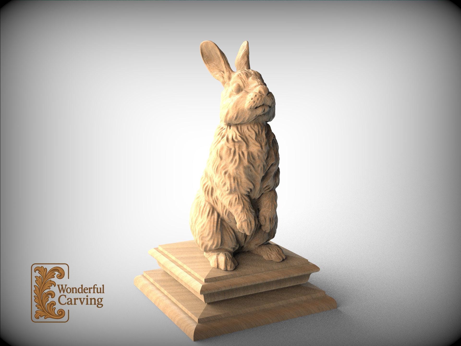 Rabbit Wooden Finial for Staircase Newel Post, Rabbit Finial Bed Post ...