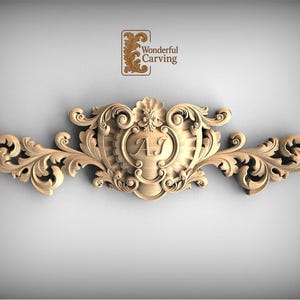 Baroque Crest Applique, Rococo Scrolls, Personalized Center (Customizable)