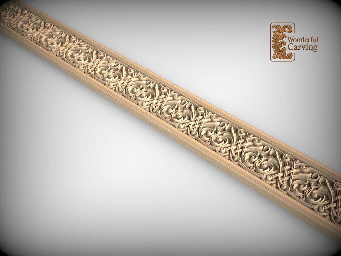 Celtic Knot Wood Molding, Carved Ash (40