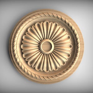 Carved Wooden Floral Rosette – Ornate Decorative Applique for Furniture and Walls, Home Wall Embellishments, Wood onlays