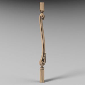 Custom Wooden Baluster with Curved Design – Handcrafted Stair Spindle, Home Wall Embellishments, Wood onlays