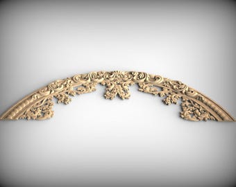 Aplique de arco de madeira: Volutas barrocas ornamentadas - Sem pintura