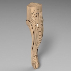 Furniture Leg: Baroque Leaf Carvings and Scroll Design (30cm)