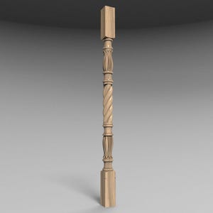 Pilar de madera en espiral: Diseño acanalado (Hecho a mano, personalizable)