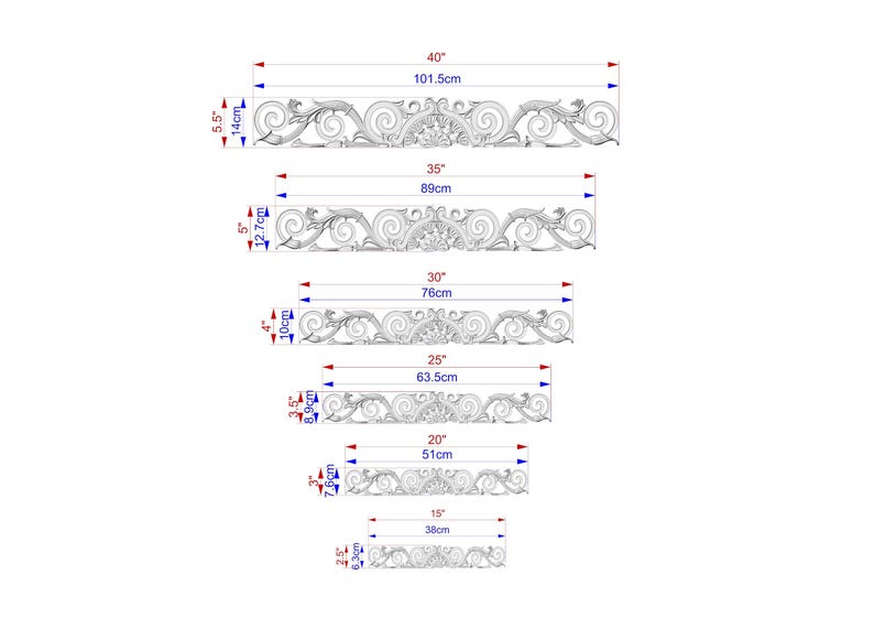 Victorian Wood Onlay, Floral Scrollwork (Decorative Trim Accent) image 2