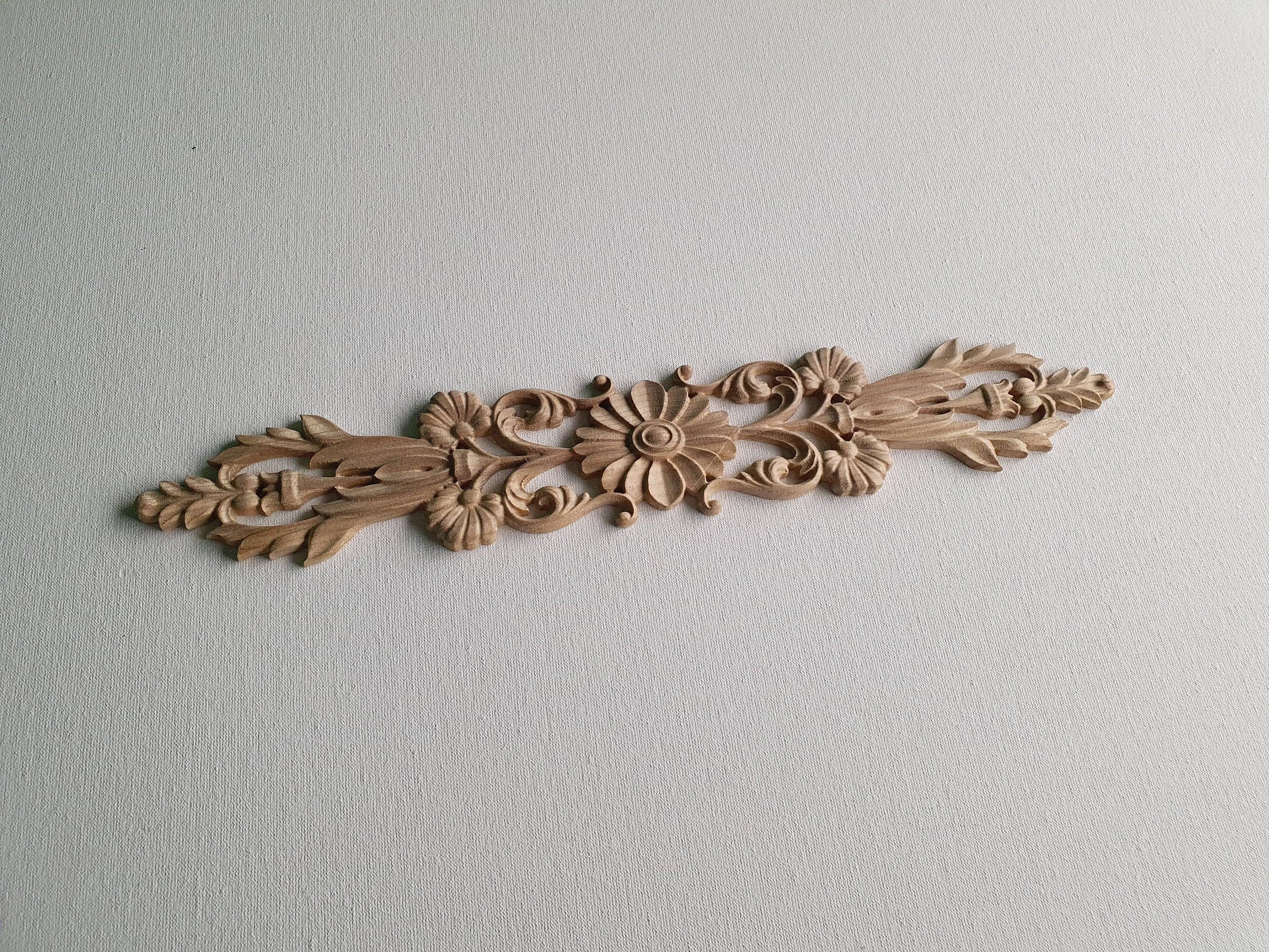 Floral Wood Onlay Decorative Carved Trim For Furniture Etsy