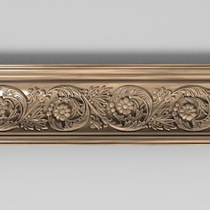 Decorative Wood Trim with Flowers and Scrolls – Molding for Ceilings and Furniture, 40 inches Home Wall Embellishments, Wood onlays