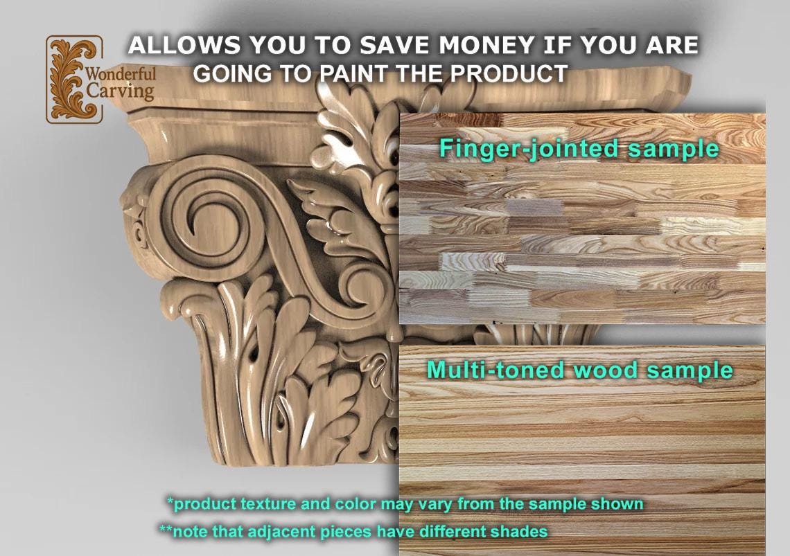 Half Column Capital: Classic Corinthian Style - Ornate Wood