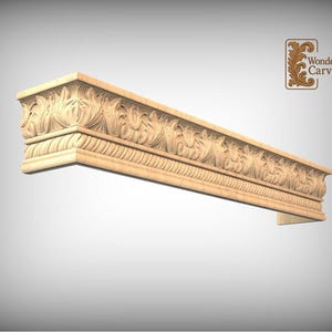 Cornisa de madera para cortinas: Diseño floral tallado - Juego de 3 piezas