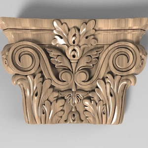 Elegant Carved Half Capital for Columns | Classic Corinthian Wood Decor, Home Wall Embellishments, Wood onlays