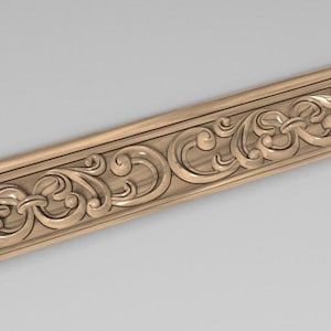 Hand-Carved Wood Molding with Acanthus and Scroll Design | Elegant Decorative Trim 40 inches, Home Wall Embellishments, Wood onlays